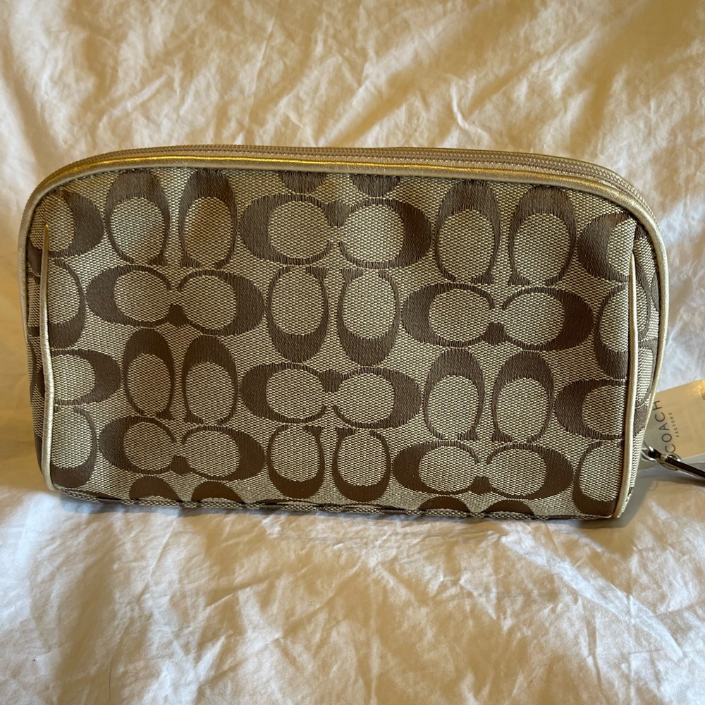 Vintage tan gold Coach Cosmetic case Makeup Travel Case - Picture 4 of 10